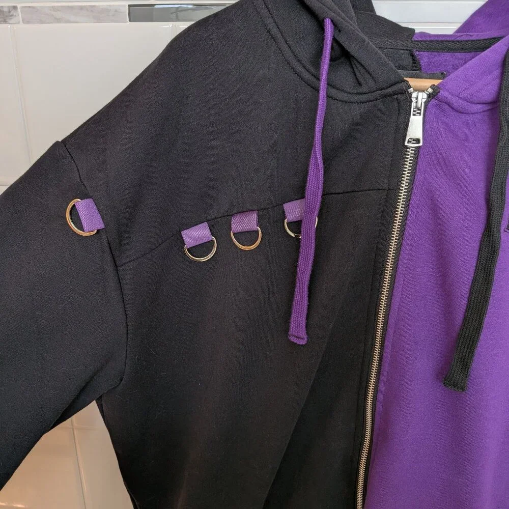 Vampire Freaks Black & Purple Split Mage Hoodie - Picture 4 of 15
